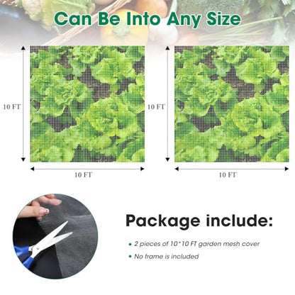 Unves 2 Pack 10x10 FT Garden Netting, Bird Netting for Garden - size: 10x10 Ft