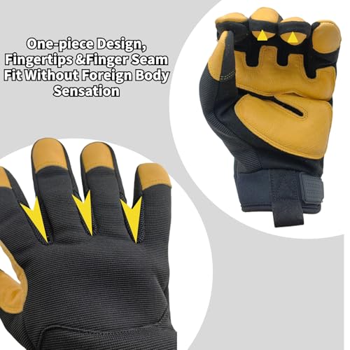 Work Gloves, Multi-Purpose Safety Glove, Black+Yellow, Medium - color: Black+yellow-2, size: Medium