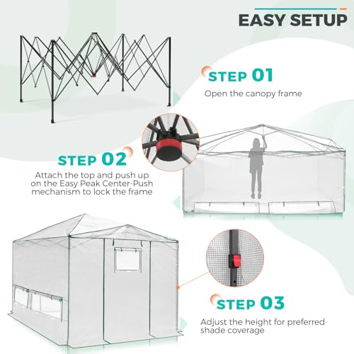 EAGLE PEAK 12x8 Easy Setup Pop Up Greenhouse, Support Pole, Clear/White - color: Clear/White, size: 12x8