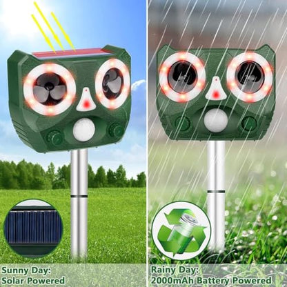 Ultrasonic Animal Repeller Outdoor with Motion Sensor LED Flash and 5 Modes