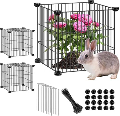 2 Pack 12x12'' Metal Mesh Plant Cages for Outdoor Plants, Keep Animal Out