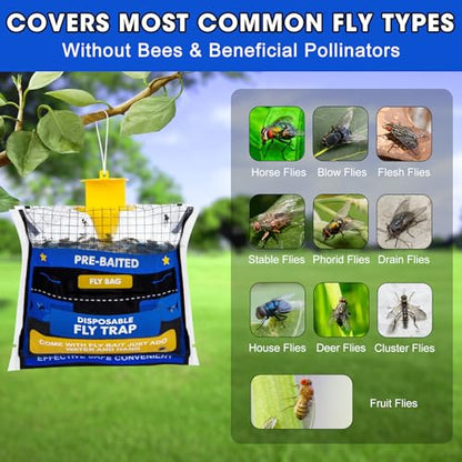 10 Pack Pre-Baited Fly Traps Outdoor Fly Bags for Patio Farm Ranch - size: 10 Packs