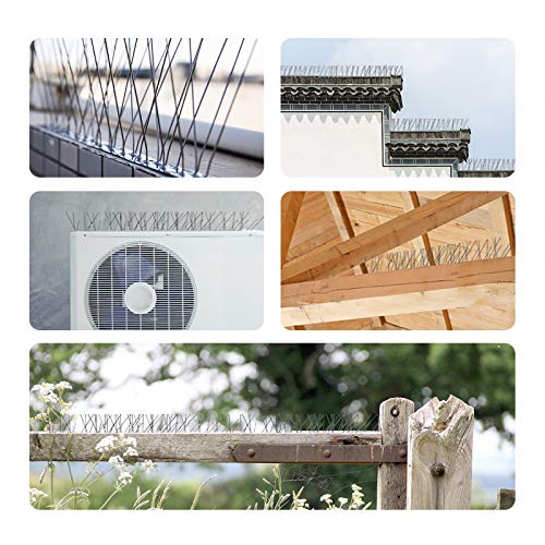 OFFO Bird Spikes for Outside, 304 Stainless Steel, 4 Pcs, 3.4 Ft (1.04 m) - size: 3.4 Feet