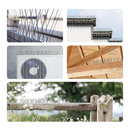OFFO Bird Spikes with Stainless Steel Base, Durable Arrow Pigeon Spikes Fence Kit for Keeping Small Bird, Crows and Woodpeckers Away, Covers 10.2 Feet(3.1m) (Pack of 2) - size: 10.2 Feet (Pack of 2)