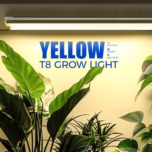 Barrina T8 Full Spectrum LED Grow Light, 4FT Plant Light Strips, 4 Packs - color: Yellow, size: 4ft-4 Packs