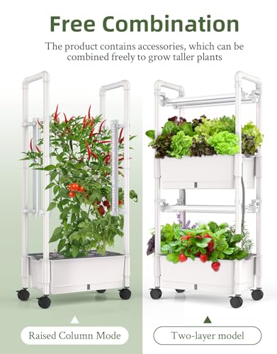 Hydroponics Growing System,AOONEG 28Pods Indoor Herb Garden with LED Grow Light,Hydroponics Growing System Kit with Automatic Timer,Pump System,Adjustable Height,No Seed - size: 2-Tier 28-Pod