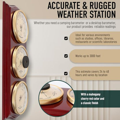 Classic Analog Weather Station-Home Barometers-Indoor Barometer-Barometer Hygrometer Thermometer-Traditional Weather Indicators-Home Decor.