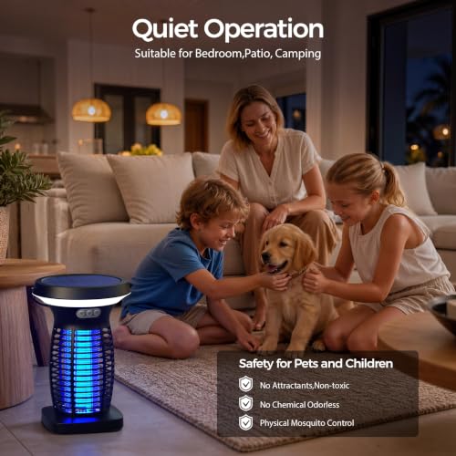 Solar Bug Zapper Outdoor and Indoor, Mosquito Fly Zapper for Home - color: black
