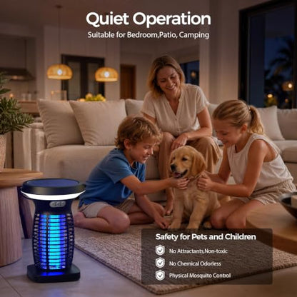 Solar Bug Zapper Outdoor and Indoor, Mosquito Fly Zapper for Home - color: black
