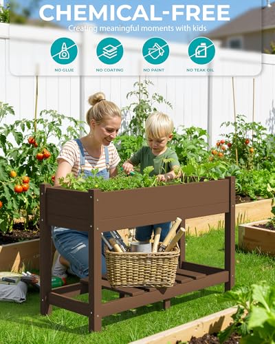 SERWALL Raised Garden Bed with Legs Set of 2-Brown - color: Brown, size: 2 pack