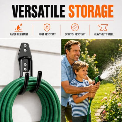 Garage Hanging Hooks Wall Mount, Garage Tool Storage Hooks, Wall Hangers for Hose, Tools, Garden Equipment, Ladder, Bikes, Broom and mop, Black - color: Black 1 Pcs