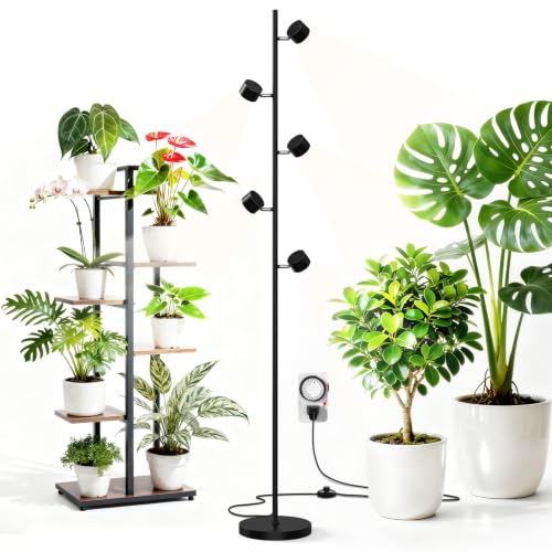 Barrina T1X5 Vertical Grow Light, 50W, 5000K Full Spectrum with Timer - size: 50W-6FT-5 Heads-Timer