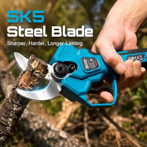 SEESII Electric Pruning Shears 1.6'' Cut, 4 Modes Cordless Brunch Cutter - color: Sky Blue