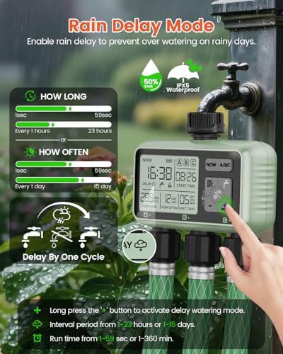 3 Zone Sprinkler Timer, Programmable Water Timer for Garden Hose - size: 3 Outlet