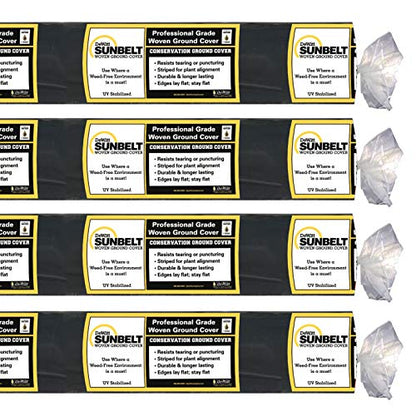 Dewitt 4-Pack Sunbelt Weed Barrier Fabric 3.2 oz, 6 x 300 Feet – Heavy-Duty Ground Cover Mat for Greenhouse Floors, Garden Rows, Raised Beds, Yard Gardening, and Outdoor Landscape Protection - size: 4 Pack, style: 6' x 300'