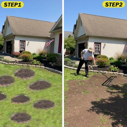 36"x10" Lawn Leveling Rake - High Carbon Steel Yard Lawn Leveler Tool with Adjustable Long Handle | Multi-Surface Levelawn Tool for Soil, Grass, Golf Course, Garden & Farm Care - style: 36"x10"