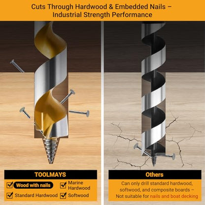 Ship Auger Bit for Wood & Nail-Embedded Wood, 1"x18" - size: 1" x 18"