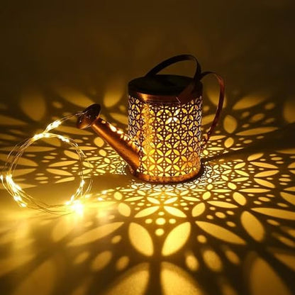 Neioaas Solar Watering Can Lights, Solar Lantern String Light with Bracket - color: Copper coin flower