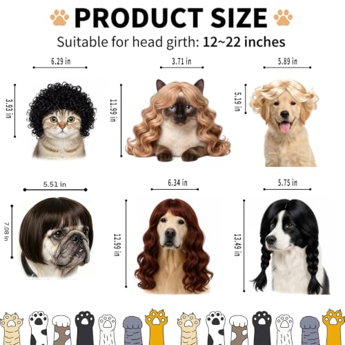 6 Pack Funny Cat and Dog Wig - color: Colorful-3