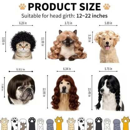 6 Pack Funny Cat and Dog Wig - color: Colorful-3