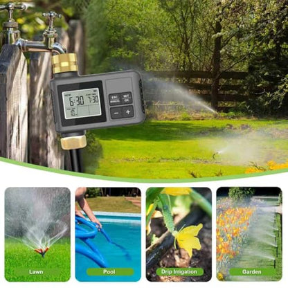 60FT Drip Irrigation System with Smart Water Timer - size: 60Ft Brass Fitting with Timer