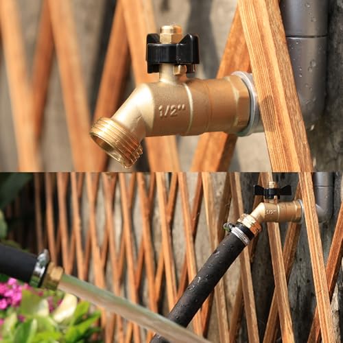 Brass Ball Valve Full Flow 1/2" Male NPT inlet Connection with 3/4" Male GHT water hose outlet Heavy-Brass Faucet for gardens and patios (1/2 inlet Butterfly 2PCS) - color: 1/2 inlet Butterfly 2PCS