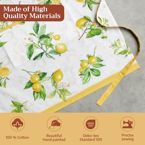 Maison d' Hermine Aprons for women with Pocket 100% Cotton (27.50"x31.50") - color: 002 - Limoncello