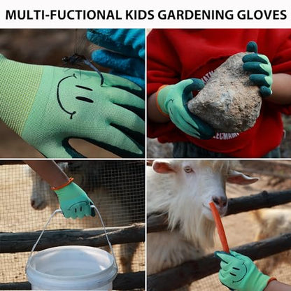 Kids Gardening Gloves for Ages 2-12 Toddlers, Youth, Girls, Boys, Children Garden Gloves for Yard Work (Size 3 for 5, 6 Year Old) - size: Size 3 (Pack of 2)