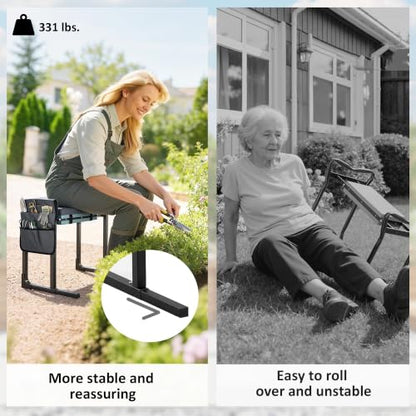 Outsunny Garden Kneeler and Seat 330lbs Heavy Duty Foldable Garden Stool