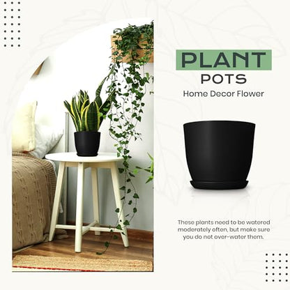 Plant Pots Indoor with Drainage, 10 Pack Multi-Size Planters Set, Black - color: Black, size: Pack of 10