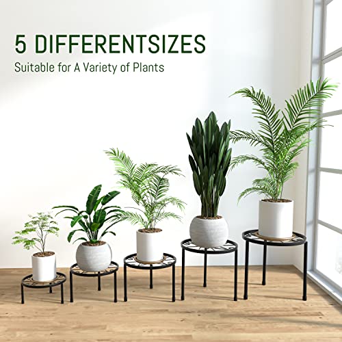 Linpla 5-Pack Decent Metal Plant Stand Indoor Outdoor Low Plant Shelf