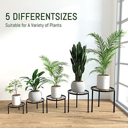 Linpla 5-Pack Decent Metal Plant Stand Indoor Outdoor Low Plant Shelf