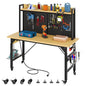 YITAHOME 48in Adjustable Workbench with Pegboard & Wheels & Outlets - size: 48" Workbench w/Pegboard