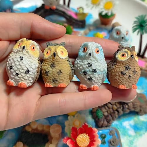 Purple Star Mini Owls 4 Pack Tiny Resin Owl Figurines Small Decor, White - color: Owl-white
