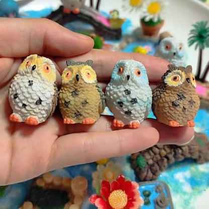 Purple Star Mini Owls 4 Pack Tiny Resin Owl Figurines Small Decor, White - color: Owl-white
