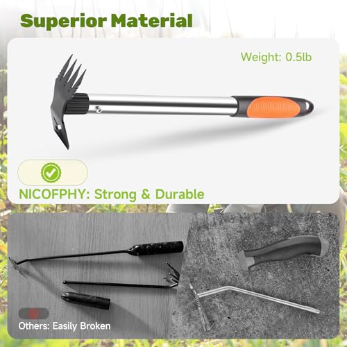 60" Weed Puller Tool with Long Handle and 17" Weeding Tools Gardening Set