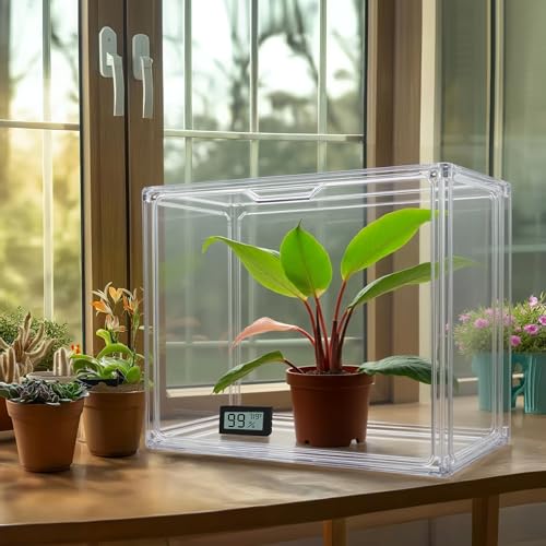 HBlife Mini Greenhouse for Indoor, Clear Stackable Green House with Magnetic Waterproof Door for Small Plants Nursery Germination and Display, Tabletop Portable Greenhouse, 14.1x8.6x10.6 Inch (3 Pack) - size: 14.17 x 8.66 x 10.63 Inch (3 PACK)