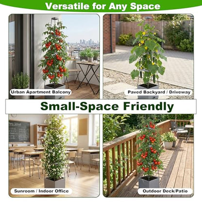 Tomato Planter with Trellis 57", 2-Pack Self Watering Raised Garden Bed with Trellis, Tomato Cages for Garden, Tomato Pots for Growing Tomatoes, Vegetable Planter, Tomato Plant Support Cage