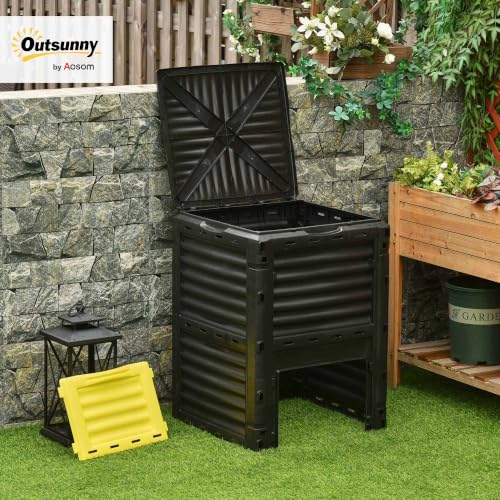 Outsunny Garden Compost Bin, 80 Gallon Outdoor Composter, Yellow - color: Yellow