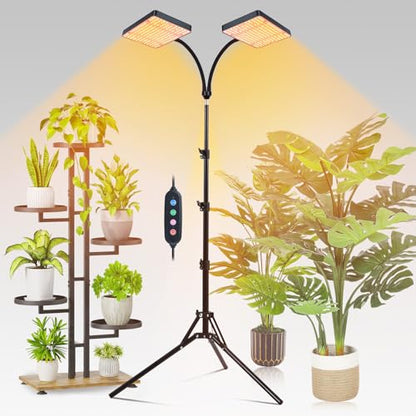 FECiDA Tall Grow Light with Stand for Big and Large Houseplant, Bonsai Tree - size: Stand-2Head-50W-Timer