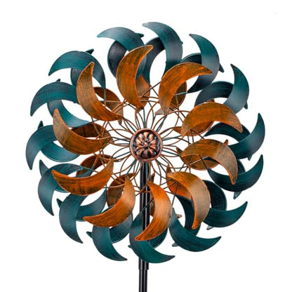 Stargarden Garden Wind Spinners, 13”W Kinetic Wind Sculptures - color: Cyan-13"