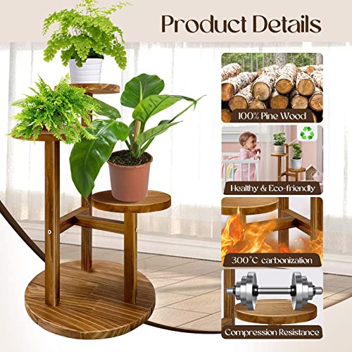 GEEBOBO 3 Tier Plant Stand Indoor - color: Brown - 3 Tier