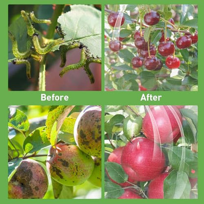 15'*15' Large Fruit Tree Netting for Squirrels and Birds with Drawstring, Insect Bird Netting Pest Barrier for Garden Protection (White, 2pc) - size: 2pc 15'*15'
