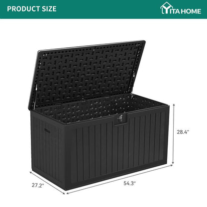 YITAHOME XL 180 Gallon Large Deck Box - color: Black, size: 180 Gallon