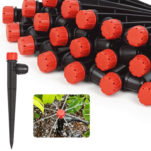 50pcs Drip Irrigation Emitters with Lock Barbed Drip Emitters for 1/4" Drip Irrigation Tubing 360 Degree Water Flow Adjustable Irrigation Drippers Drip Irrigation Heads for Garden Plants Flower - size: 50 Pcs Drip Emitters with Lock Barb