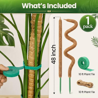 48'' Moss Pole Monstera Plant Support for Climbing Indoor Plants - size: 1-Pack (48 in)