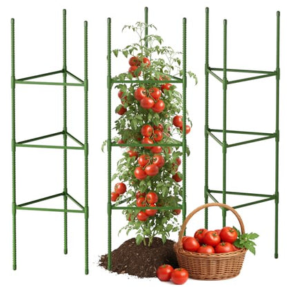 CEWOR 3 Pack Tomato Cage, 51.2 Inch Tall Adjustable Tomato Trellis - size: 51.2 Inch