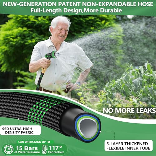 25 FT Non-Expanding Garden Hose, 2026 New Upgrated Non-Expandable Garden Water Hose - Ultra-Light & Flexible Burst-Resistant, Kink-Free Garden Hoses, All-Weather Use for Lawns, Gardens,Outdoor - size: 25ft