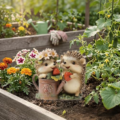 2D Flat Hedgehog Garden Stake, Waterproof Cute Animal Yard Sign, Weatherproof Outdoor Decorative Stake for Lawn Patio Flower Bed, Spring Summer Garden Yard Art Decor Gift for Garden Animal Lovers - color: Cute Hedgehog
