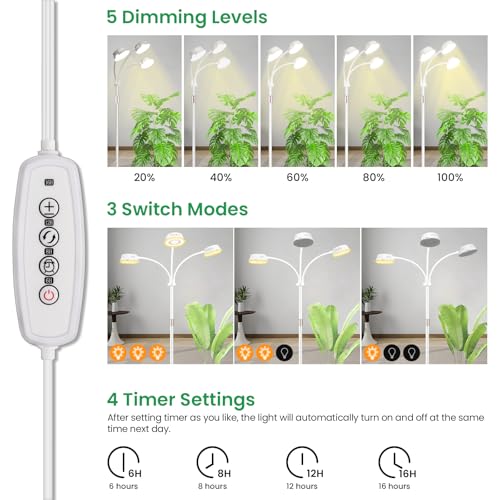 LORDEM Full Spectrum Grow Light with Stand for Indoor Plants, Up to 70 in